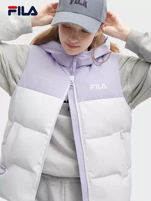 3件折上7折【自营】FILA/斐乐  斐乐女士羽绒马甲2023冬时尚休闲基础撞色连帽上衣 F11W349911FWT 商品图3