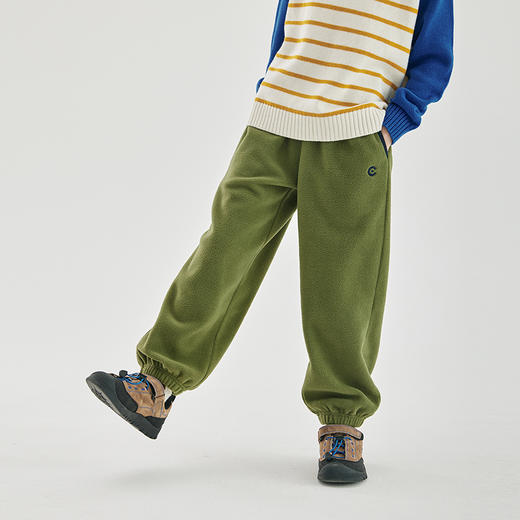 cicochild新款秋冬童装双面摇粒绒长裤亲子装宽松撞色包边裤子 商品图4