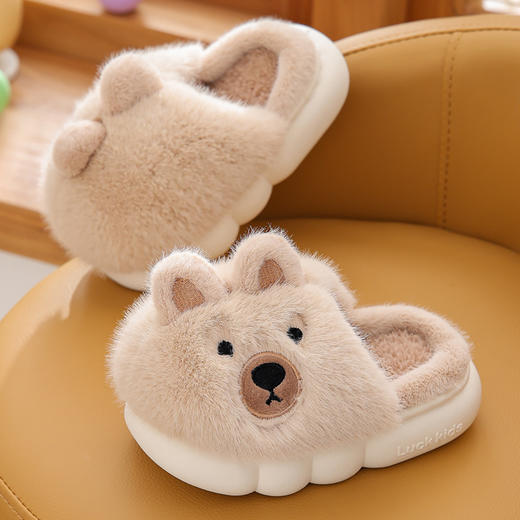 【儿童立体卡通萌趣棉拖鞋】男童冬季保暖加绒拖鞋可爱卡通男孩毛毛拖鞋家居棉拖鞋 商品图3