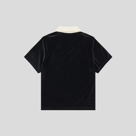 GOODBAI athletic学院logo刺绣翻领丝绒短袖衫 商品图4