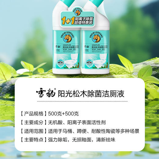 雪豹生态家清 阳光松木除菌洁厕液 (阳离子除菌)500g*2 L30296 商品图1