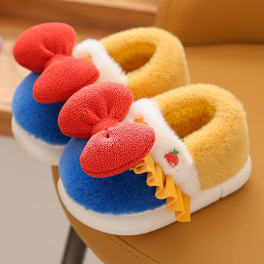 【可爱蝴蝶结包跟棉拖鞋】儿童棉鞋保暖加绒女童棉拖鞋包头宝宝毛毛鞋冬 商品图1