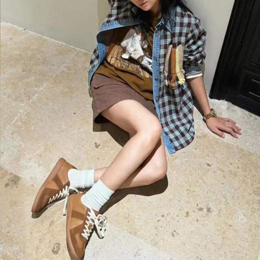 【顺丰包邮】72041 洛诗琳高级感真皮德训鞋2024全真皮低帮休闲鞋331A 商品图1