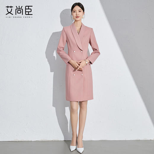 艾尚臣粉色高级感主持人西装裙连衣裙女面试正装艺考年会礼服女装 商品图9