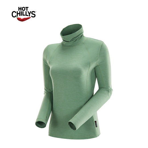 hotchillys热椒桃皮堆领长袖女士T恤速干透气户外徒步通勤上衣5626 商品图4