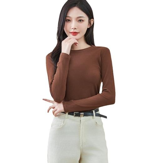 【玫瑰精华养肤衣】2024款莫代尔打底衫女内搭秋冬圆领修身长袖女士保暖上衣高弹显瘦 商品图4