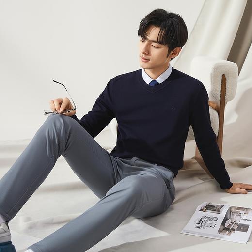 【高端系列】柒牌V领毛衫男士秋冬新款商务休闲含羊绒保暖针织衫	127Y70880 商品图1