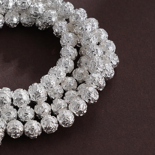 子佩集S990银真言手串【LZZY5】纯银8mm白手链2409 商品图3