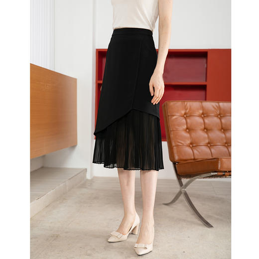 司歌拼接网纱鱼尾半身裙职业修身C901084X 商品图2