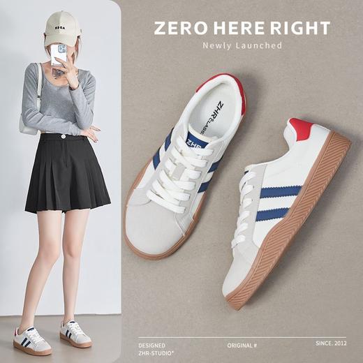 ZHR则则德训鞋女2024春秋新款百搭小白鞋平底复古阿甘鞋休闲板鞋 商品图0