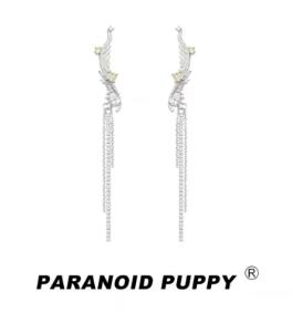 R-Paranoid Puppy 盖茨比风爱惨！《茜格诺丝》小众设计感长款流苏耳环 无耳洞耳夹 商品图0