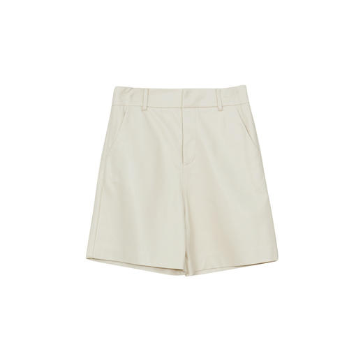 谜底PU皮短裤女士2024冬新品通勤高腰百搭磨毛直筒短裤244GK1660 商品图4