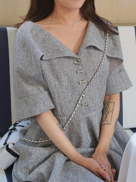 DUO智仙生 黑标 巴黎评论立体剪裁细花呢时髦知识分子风格连衣裙