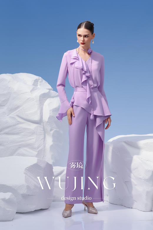 3203013 淡紫静怡 重磅加密摩卡 重磅亮丝醋酸上衣 雾境 商品图3