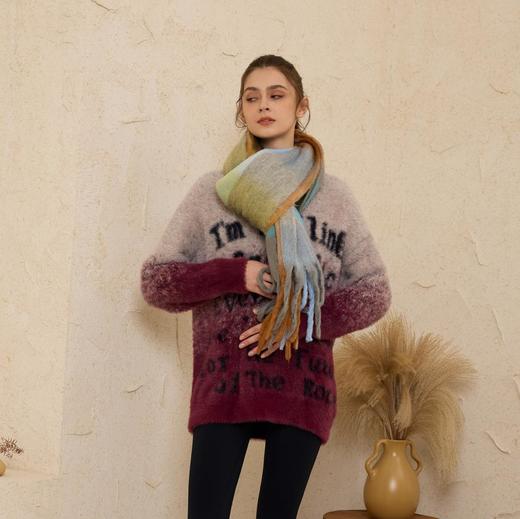 2024秋冬新款复古撞色毛衣——紫欣 商品图1