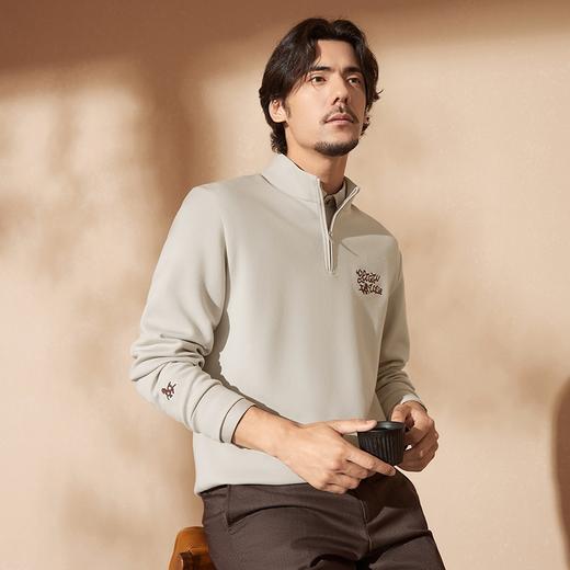 【中华立领】柒牌半拉链卫衣2024秋冬新款时尚字母毛巾绣休闲上衣	127W70920 商品图1