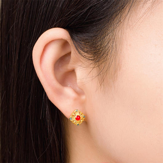 【按克计价黄金2】足金花丝项链 黄金中国风耳饰戒指送妈妈女士礼物MEMORA诗普琳GEE03801（线上专供） 商品图3