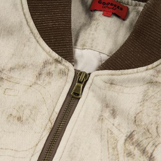 GOODBAI GOODEES漫画封面女孩图案印花做旧夹棉夹克 商品图3