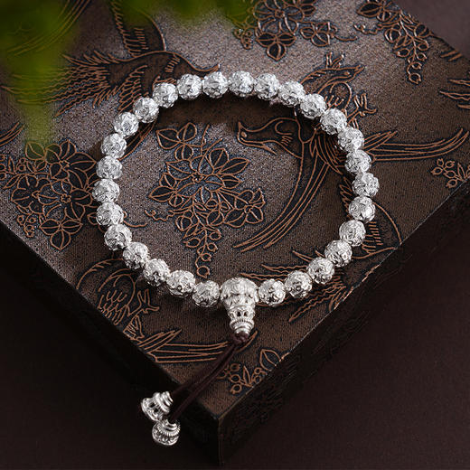 子佩集S990银【六字真言】手串【HC31101】纯银6mm白手链2409 商品图1