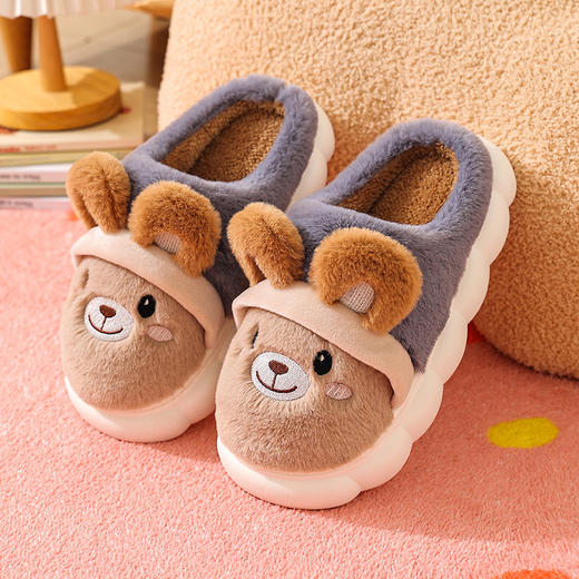 【卡通萌趣棉拖鞋】新款厚底棉拖鞋女冬季半包跟室内防滑厚底保暖毛绒鞋男 商品图4