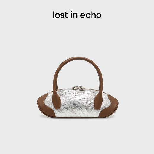 马君妍同款lost in echo趣味饺子型银色真皮高级保龄球斜挎手提包 商品图1