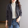 CC-26-8185连帽牛角扣毛衣外套女短款春秋2024新款宽松慵懒外穿粗线针织开衫 商品缩略图2