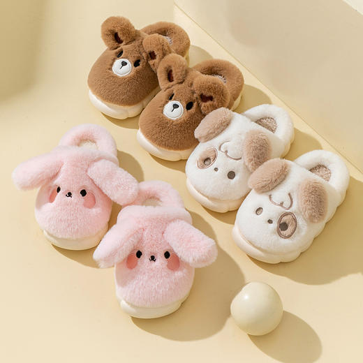 猪爸爸儿童棉拖鞋秋冬季居家室内拖鞋卡通可爱男女中大童毛毛拖鞋 商品图2