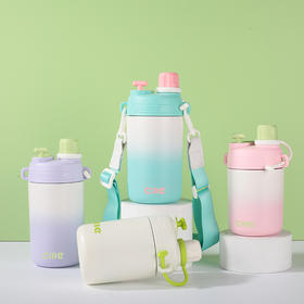 【希乐保温杯❗️可爱带吸管运动水壶】饮水新潮流，高颜值316不锈钢，强力锁温，长效保温一整天，双饮水杯儿童水杯L