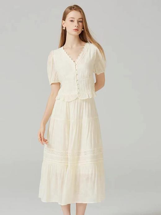 超美推荐（套装）v领25082花边设计感暗花套装女新款两件套-喜出 商品图2