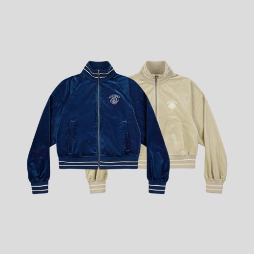 GOODBAI athletic学院贴布绣丝绒高领拉链外套 商品图1