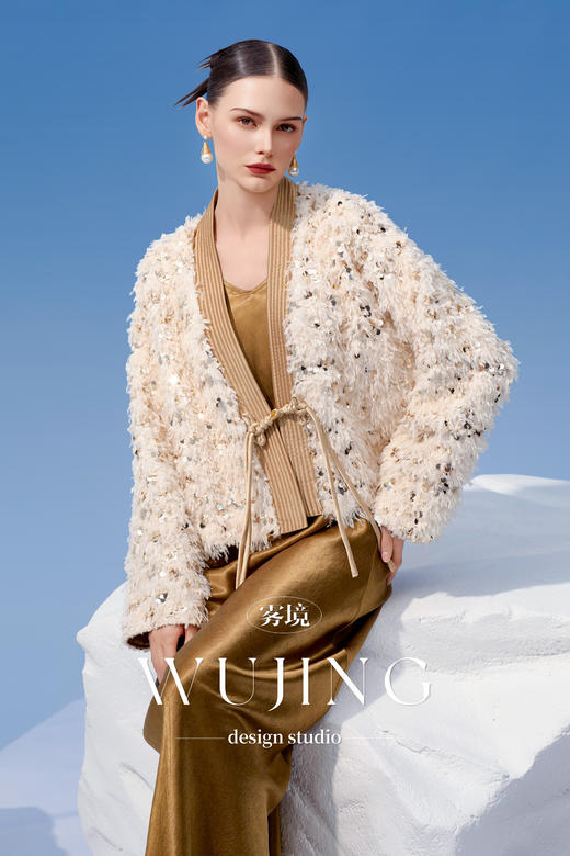 4202094 浑金白玉 羽毛亮片立体绣花外套 雾境【不含吊带】 商品图0