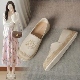 ZHR则则时尚中式刺绣渔夫鞋单鞋2024新款百搭气质女鞋一脚蹬