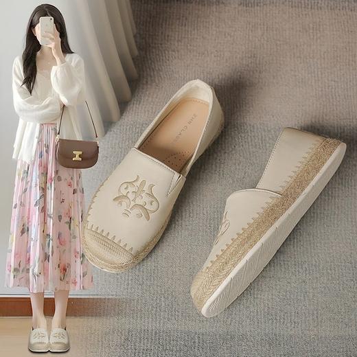 ZHR则则时尚中式刺绣渔夫鞋单鞋2024新款百搭气质女鞋一脚蹬 商品图0