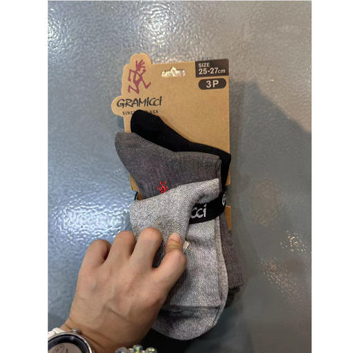 GRAMICCI小野人 男款棉质三双装运动袜休闲袜BASIC CREW SOCKS 商品图0