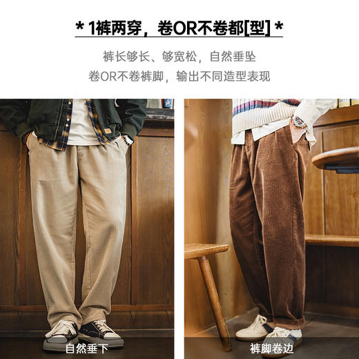 工装优选美式复古重磅灯芯绒休闲裤双褶条绒垂感纯棉直筒长裤男秋 商品图2