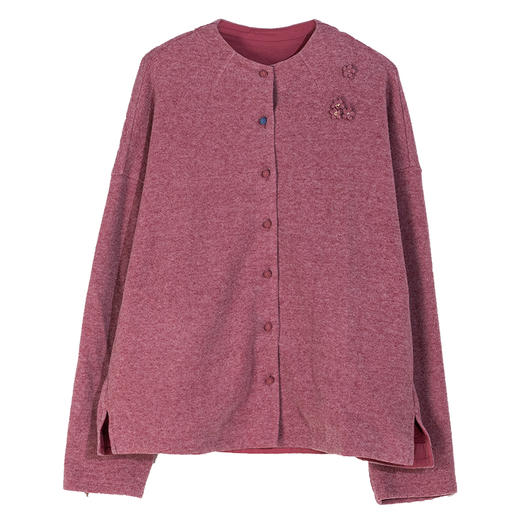 牧衣游原创 净色棉混纺外套女秋季新款立领文艺百搭宽松开衫 游镜 商品图4