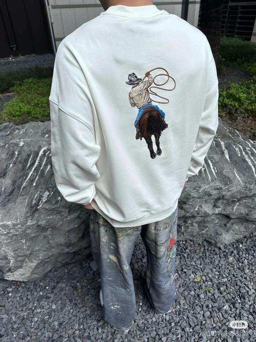 马户情侣款西部马logo刺绣套头圆领卫衣 商品图1