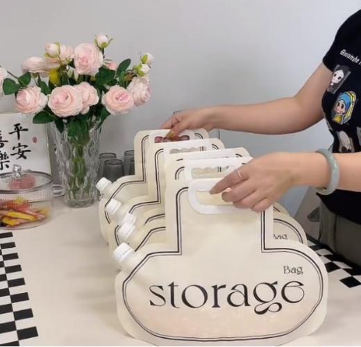 ☀️☀️☀️【蓝浣熊云朵自立杂粮收纳袋5个装】✅大口径开口，😋轻松存储 ✅可视窗口，🌈分类一目了然 ✅食品级安全材质， 商品图2