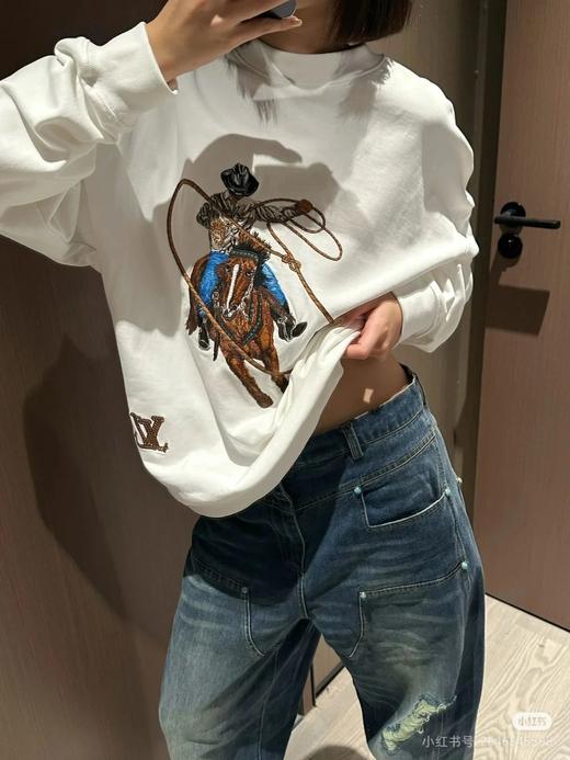 马户情侣款西部马logo刺绣套头圆领卫衣 商品图0