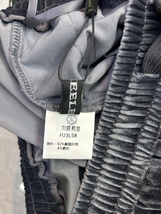 伯妮斯茵 | 慵懒休闲风 深灰色丝绒阔腿裤 秋冬垂感显瘦直筒裤 HJ3L58 商品图2