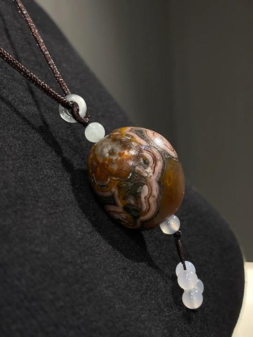 缠丝瑪瑙椭圆大珠吊坠项链，顺丰包邮 商品图4