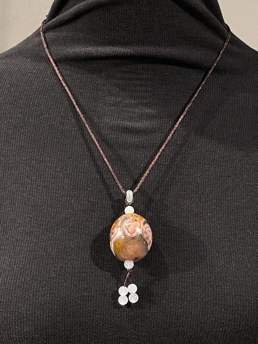 缠丝瑪瑙椭圆大珠吊坠项链，顺丰包邮 商品图3