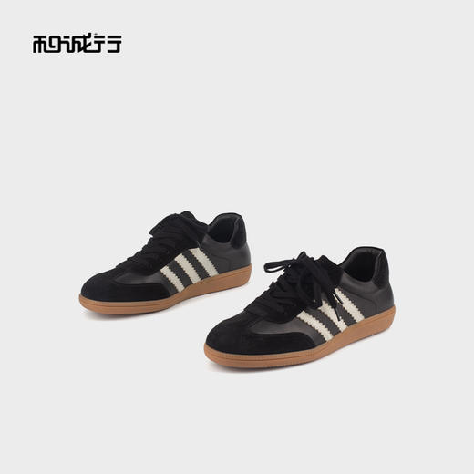 和诚行 2024秋冬新款复古拼色德训鞋男真皮时尚百搭休闲鞋0551186 商品图3