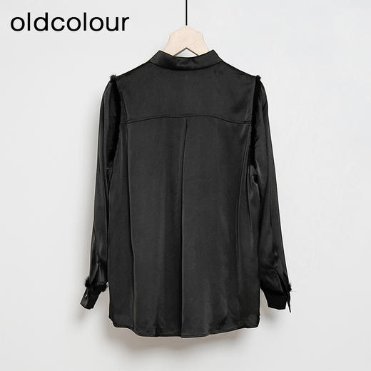 oldcolour黑色时尚通勤百搭OL职场长袖衬衫女O43013301 商品图1