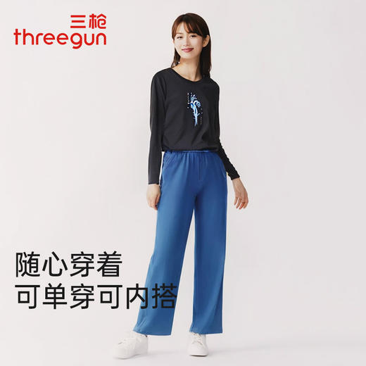 Threegun三枪 【抗菌棉】圆领印花女打底衫-24388A011 商品图2