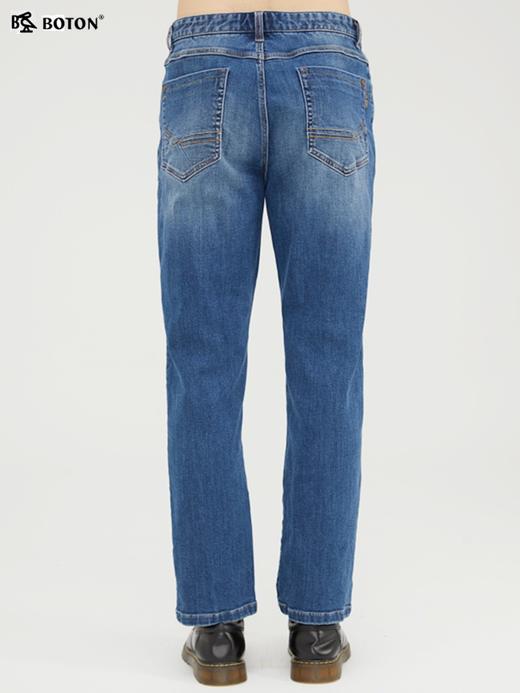 波顿中蓝色牛仔裤男直筒宽松潮牌经典百搭弹力长裤子ME778321 商品图1