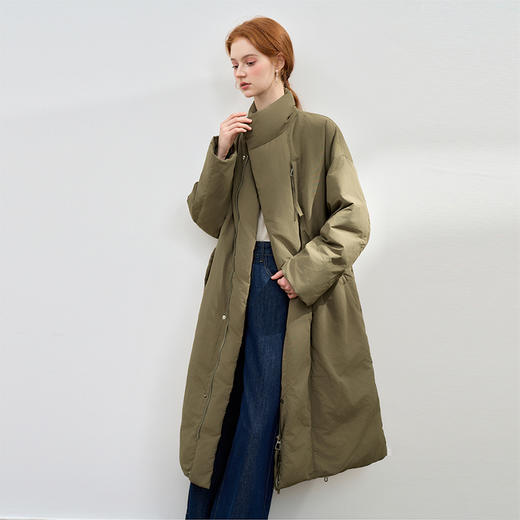 设计感立领蓬松保暖长款羽绒服女秋冬保暖面包服外套V0043046 商品图3