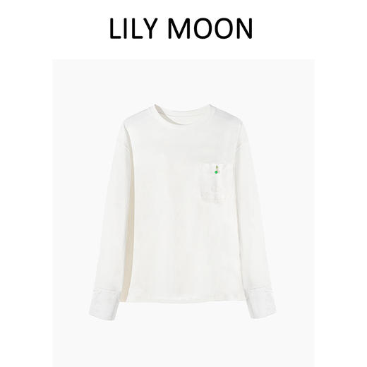 LILYMOON新中式国风长袖T恤提花口袋纯棉百搭打底时尚休闲国潮 商品图4
