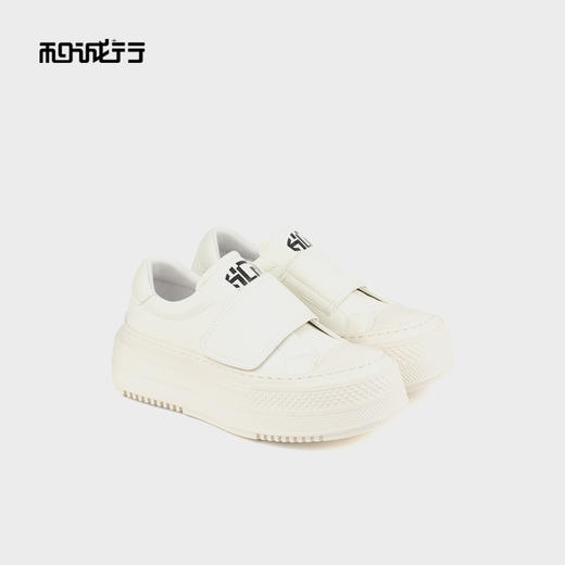 和诚行 2024秋冬新款百搭厚底魔术贴小白鞋女松糕底休闲鞋1580161 商品图4