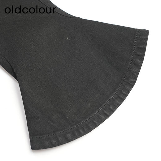 oldcolour春秋款黑色高腰显瘦修身喇叭裤水洗牛仔长裤女HO14113434 商品图3